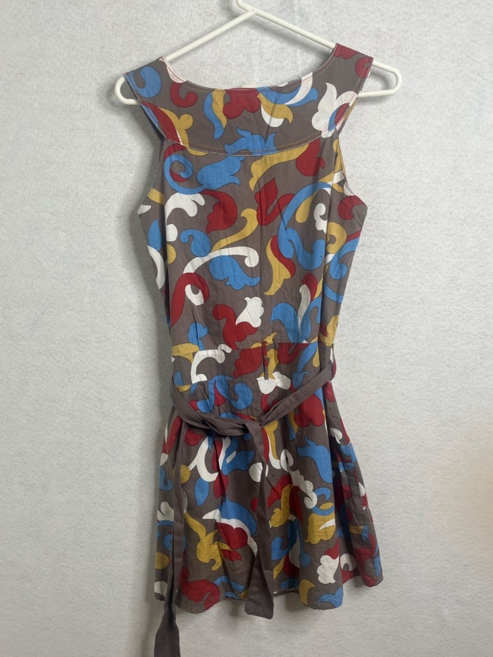 Forever Twenty One Abstract Print Sleeveless Dress Belted Retro Style - Picture 3 of 6